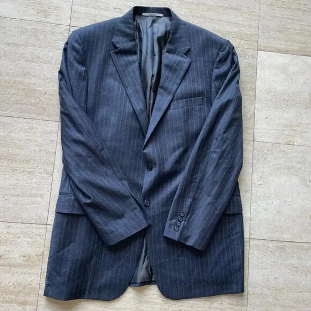 Hickey Freeman Men's Gray Striped Worsted Wool Suit Jacket Size‎ 42L